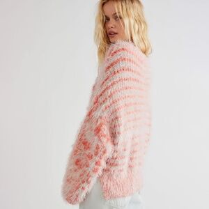Phoebe Pullover Daisy Slouchy Eyelash Striped Floral Sweater